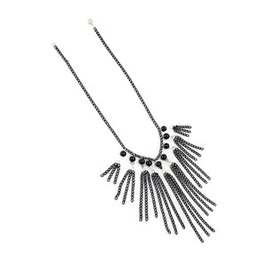 Collar Negro Con Cadenas