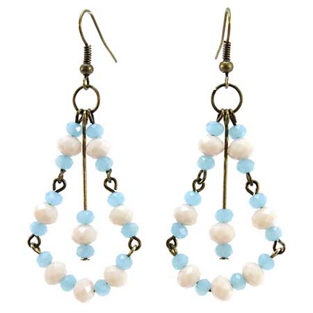 Aretes De Candil Marfil-Azul