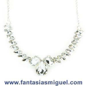 Collar Con Piedras Y Cadena Plata