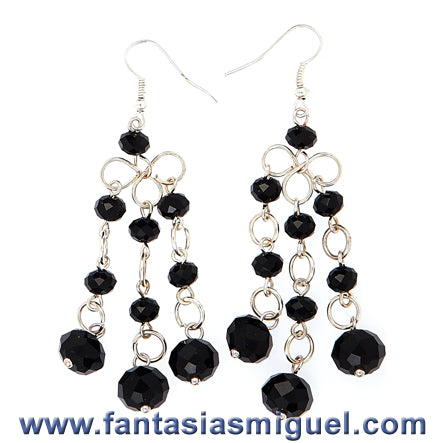 Aretes De Rondel Negro Y Argollas