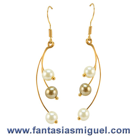 Aretes De Perla Marfil Y Topacio