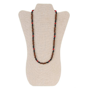 Collar De Cuenta Madera Con Cuenta Caucho Y Cuenta Brillante