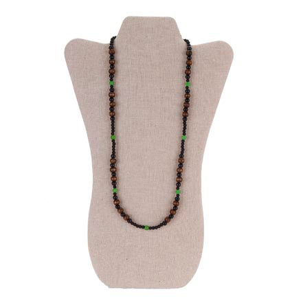 Collar Con Cuentas De Madera Y Cuenta Brillante Verde