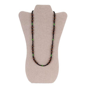 Collar Con Cuentas De Madera Y Cuenta Brillante Verde
