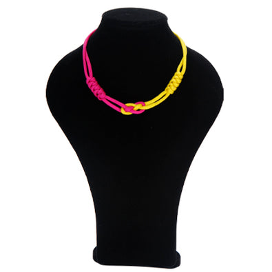 Fantasías Miguel Clave:JY158 Collar De Cordón Paracaídas Amarillo/Fiusha