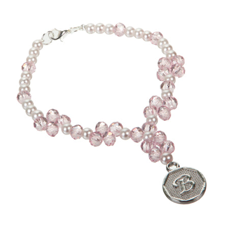 Pulsera Rondel Rosa Y Dije De Letra