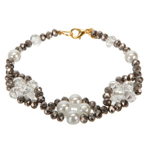 Pulsera Tejida Con Rondel Plata / Oro