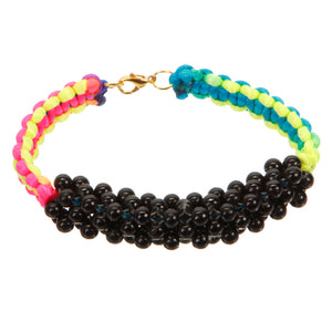 Pulsera Con Cola De Rata Multicolor Y Cuenta Negra