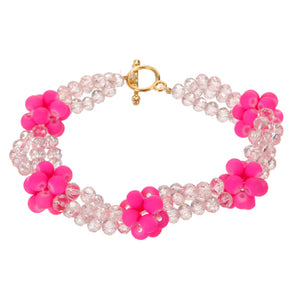 Pulsera Rondel Rosa Con Cuenta Caucho