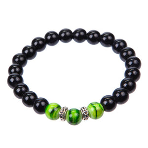 Pulsera Negro Con Cuenta Semi Preciosa Jade