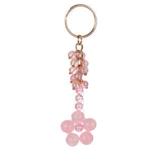 Llavero Con Flor De Cuenta Redonda  Rosa