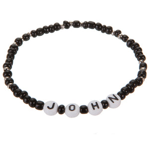 Pulsera Chaquiron Negro Con Cuentas De Letras