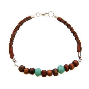 Pulsera De Imitación Piel Con Cuentas De Madera