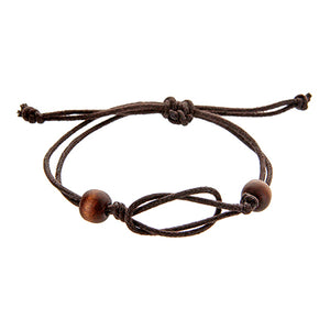 Pulsera Cordón Y Cuenta De Madera Para Hombre
