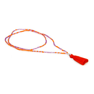 Collar Con Chaquira Naranja-Morado