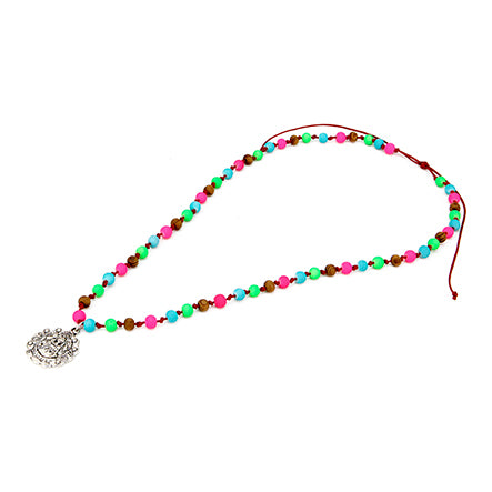 Collar Cuenta Caucho Con Medalla