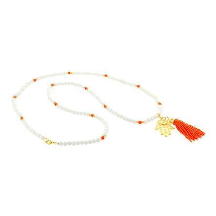 Collar Blanco Con Borla