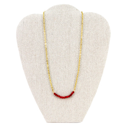 Collar Con Cadena Y Cuenta Roja
