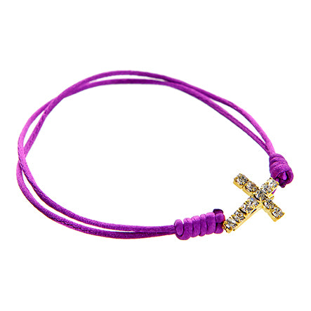 Pulsera De Cordón Con Dije De Cruz