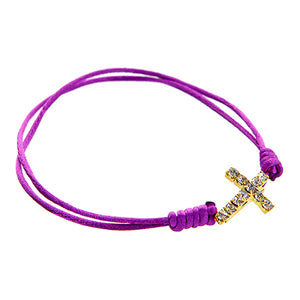 Pulsera De Cordón Con Dije De Cruz