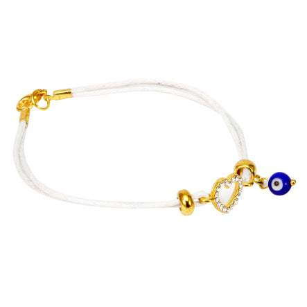 Pulsera De Cordón Con Dije Corazón Y Ojito