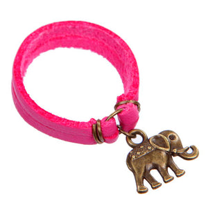 Anillo De Cordón Imitación Piel Dije Elefante