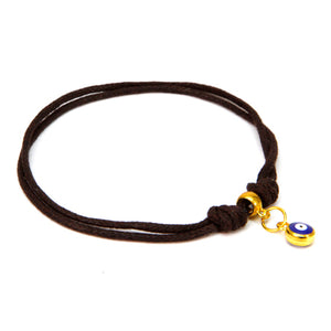 Pulsera De Cordón Café Con Dije De Ojito