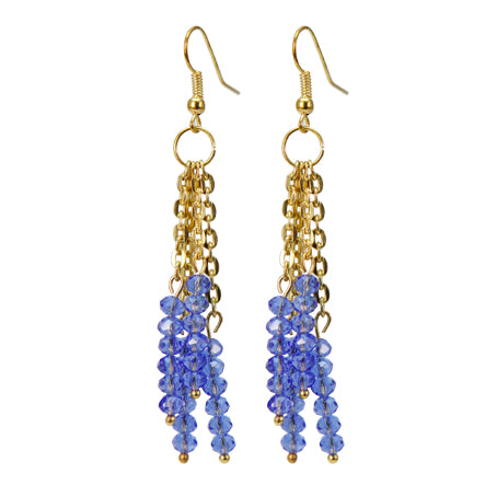 Arete De Cadena Con Cristales Zafiro