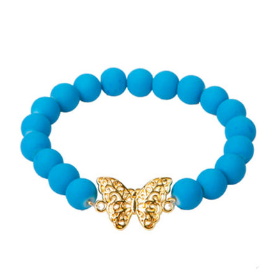 Fantasías Miguel Clave:LC1374 Pulsera Azul Con Dije Mariposa