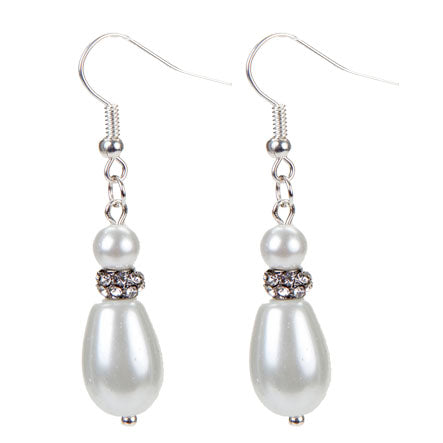 Aretes Con Perlas Gota Blanco