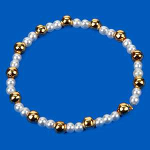 Pulsera De Perlas Y Cuenta Metal