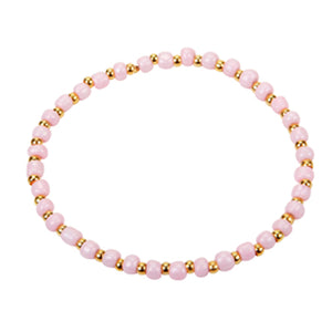 Pulsera De Chaquiron Rosa Perla Con Crimp Oro
