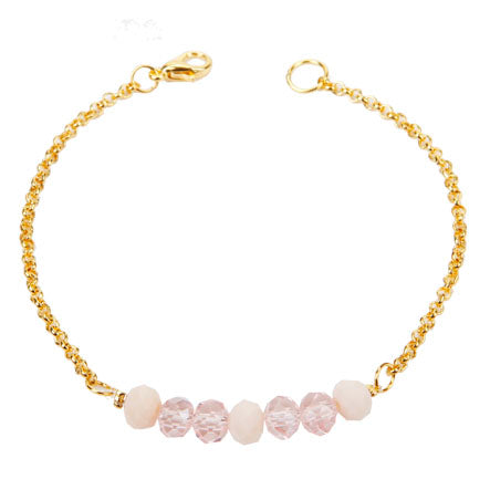 Pulsera De Cadena Oro Con Rondeles Cristal Rosa