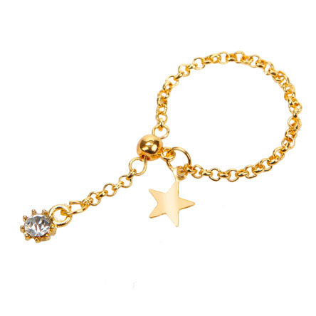 Anillo De Cadena Con Dije De Piedra Cristal