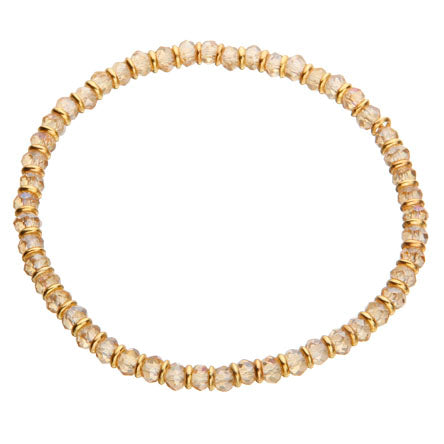 Pulsera Con Rondeles Miel Y Aro Metálico Oro