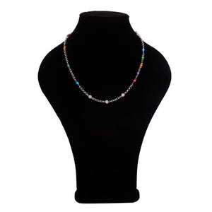 Collar De Cadena Con Cuentas Redonda De Cristales Y Perlas Multicolor