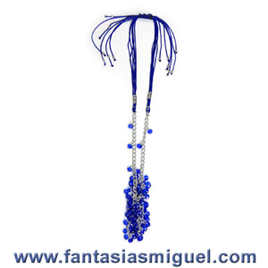 Collar Con Rondel Y Cadena, Azul Rey