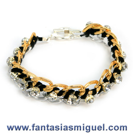 Pulsera Cadena Oro - Plata Con Casquillo