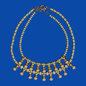 Collar Marfil Oro Con Perlas Y Cristal