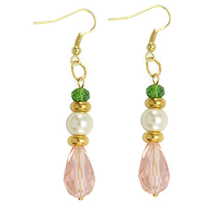 Aretes Marfil-Verde Con Perla