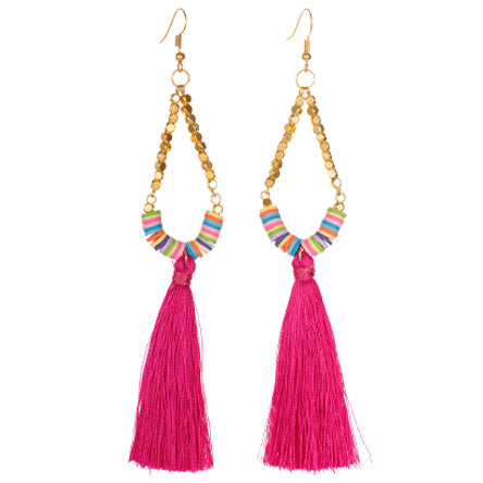 Aretes Multicolor Con Borla