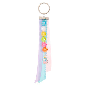 Llavero Unicornio Con Cuenta Facetada Multicolor