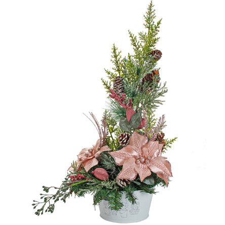 Arreglo Con Nochebuenas Rosas