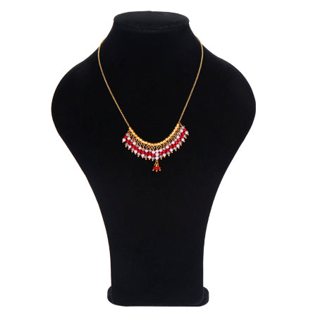 Collar De Cadena Con Engarces De Cristales Y Perlas