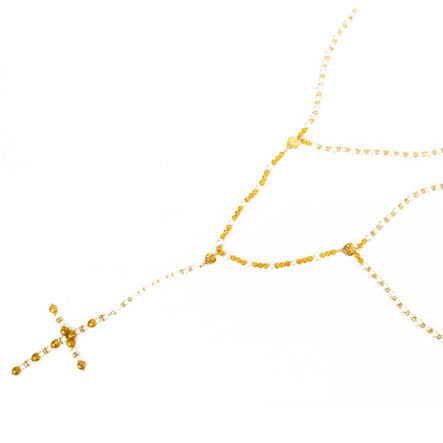 Lazo Oro Filigrana Y Perlas Con Dije De Corazón