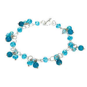 Pulsera De Argollas Con Cristales Y Perlas Azules