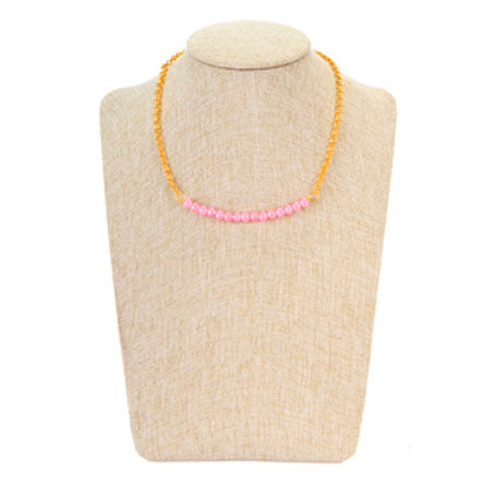 Collar De Cadena Oro Con Perlas Destello Rosa