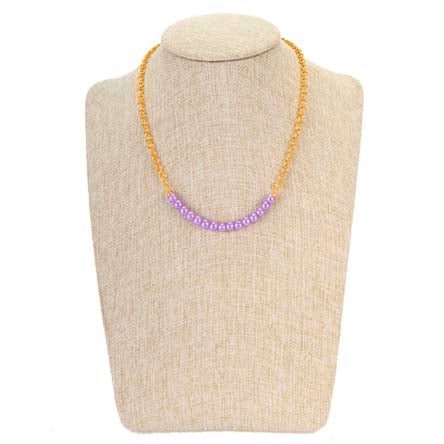 Collar De Cadena Oro Con Perlas Destello Lavanda