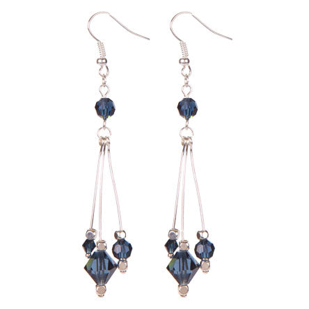 Aretes Largo Plata Con Cristal Precioso