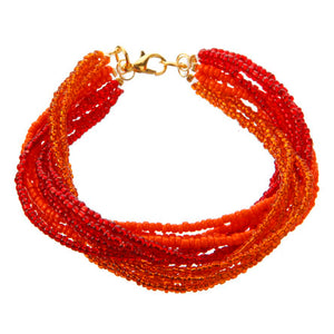Pulsera Con Chaquirón Rojo-Naranja